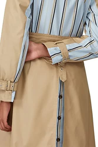 Thakoon Collective Trench Coat 6 | Classic Striped Camel Design, US Import, Loose Fit, 39.5" Length thumbnail 5