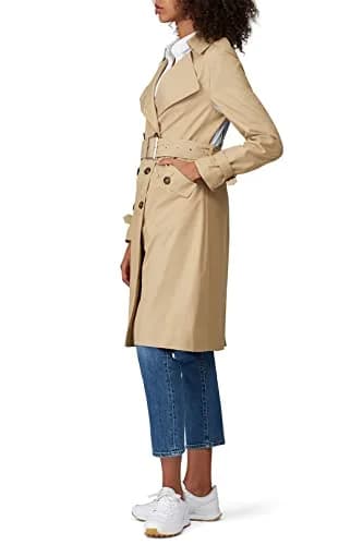 Thakoon Collective Trench Coat 6 | Classic Striped Camel Design, US Import, Loose Fit, 39.5" Length thumbnail 3