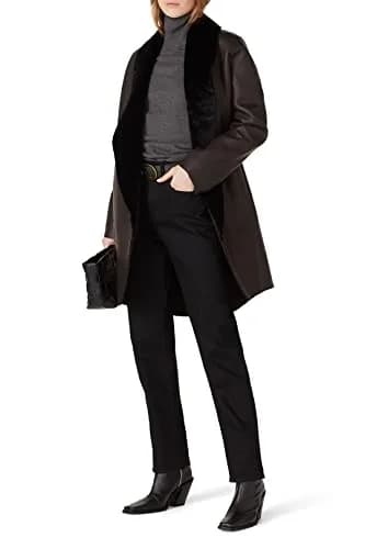 Victor Alfaro Collective Brown Faux Leather Coat Medium | Plush Shawl Collar, Fitted Fit, Fall Season thumbnail 1