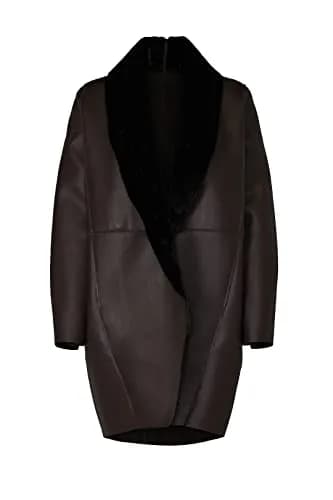 Victor Alfaro Collective Brown Faux Leather Coat Medium | Plush Shawl Collar, Fitted Fit, Fall Season thumbnail 2