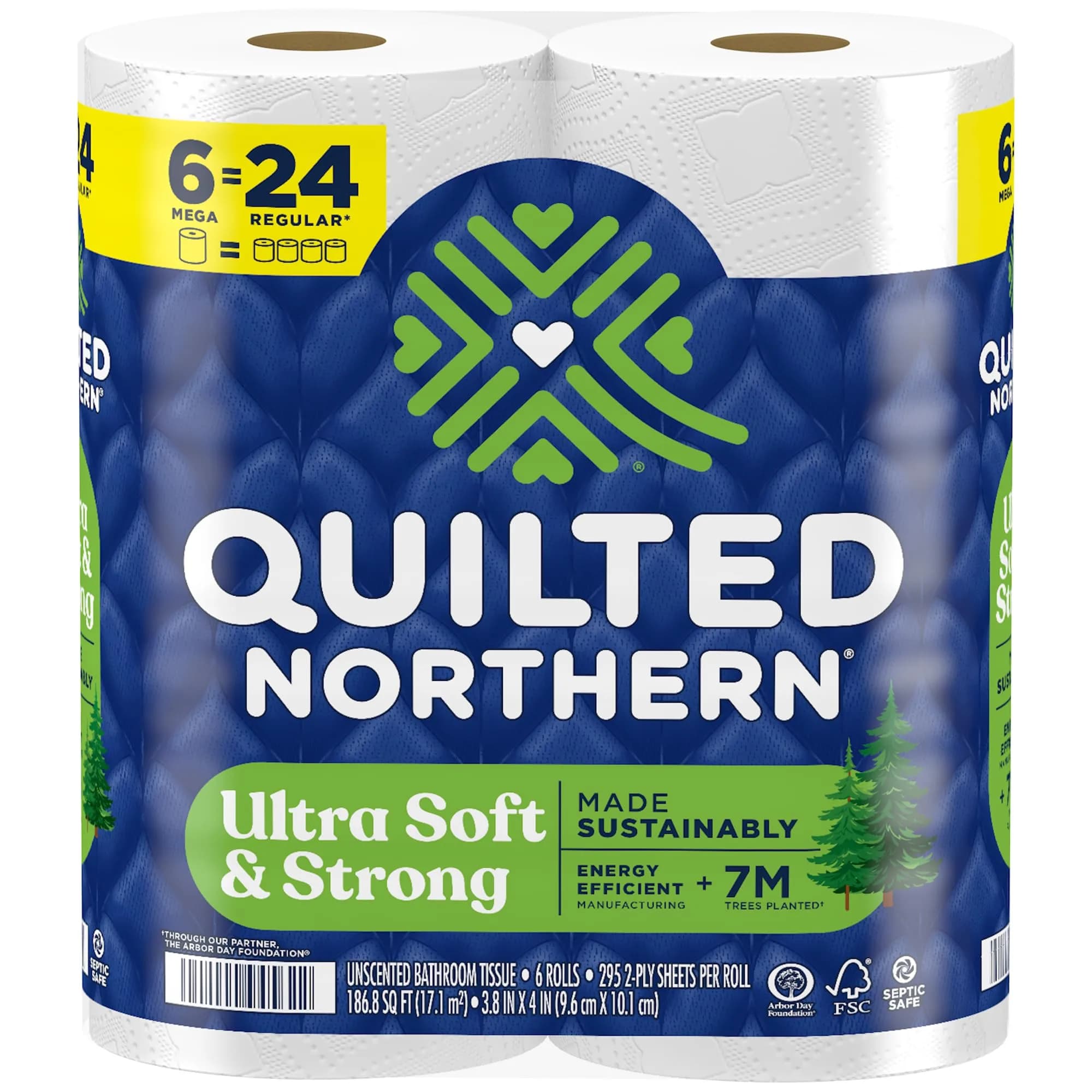 Quilted Northern Ultra Soft & Strong Toilet Paper, 6 Mega Rolls | 5X Stronger & Eco-Friendly - main product image