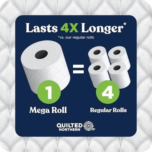 Quilted Northern Ultra Soft & Strong Toilet Paper, 1770 Sheets (6 Mega Rolls) | 2-Ply, Unscented, Septic Safe thumbnail 7