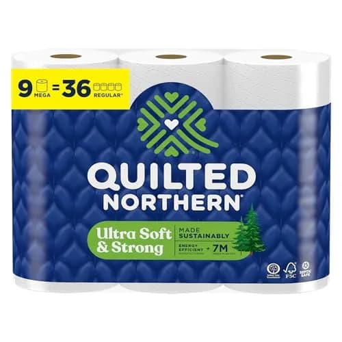 Quilted Northern Ultra Soft & Strong Toilet Paper 9 Mega Rolls (2655 Sheets Total) | 5X Stronger When Wet thumbnail 1