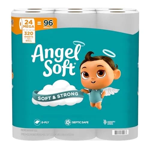 Angel Soft Toilet Paper, 24 Mega Rolls (7680 Sheets Total) | Soft & Strong 2-Ply Tissue thumbnail 1