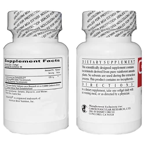 Cardiovascular Research 120 Softgels 125 mg Vitamin E Annatto Tocotrienols | Pure DeltaGOLD, 90% Delta & 10% Gamma, Gluten-Free thumbnail 2