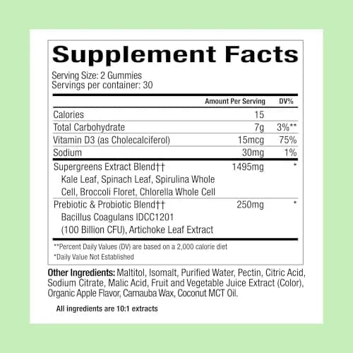 Plant People WonderGreens Veggie Gummies, Super Greens & Probiotics, 60ct | Vegan, Gluten-Free, Green Apple Flavor thumbnail 8