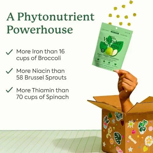 Plant People WonderGreens Veggie Gummies, Super Greens & Probiotics, 60ct | Vegan, Gluten-Free, Green Apple Flavor thumbnail 2