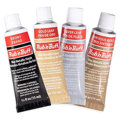 AMACO Rub 'n Buff Wax Metallic Finish Kit | 4 x 15ml Tubes (0.5 Fl Oz Each) | Antique Gold, Silver Leaf, Gold Leaf, Ebony thumbnail 1