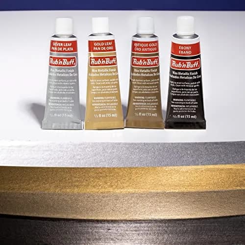 AMACO Rub 'n Buff Wax Metallic Finish Kit | 4 x 15ml Tubes (0.5 Fl Oz Each) | Antique Gold, Silver Leaf, Gold Leaf, Ebony thumbnail 2