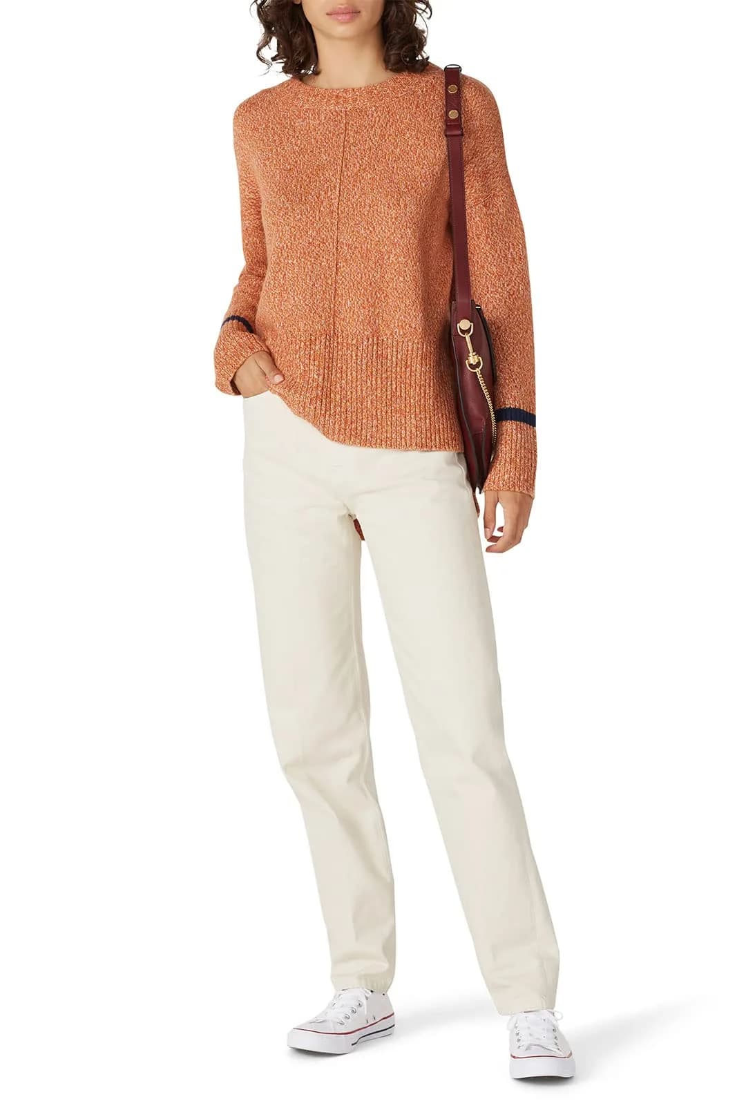 Charli Sweater Crew Neck Vivid Orange | Fall Cozy Knitwear (Small) — Orange