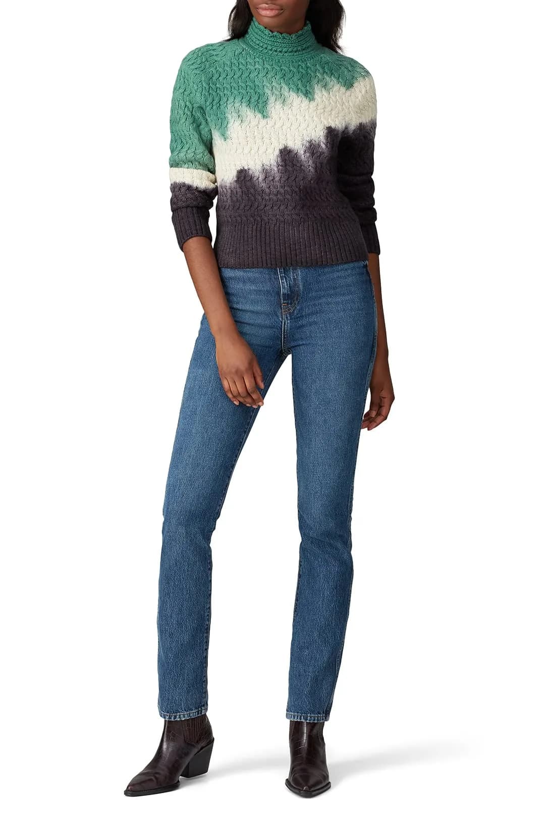 Ply-Knits Falkner Sweater Fitted Turtleneck in Multicolored | Unique Angular Dip-Dye Pattern (70-120 chars)