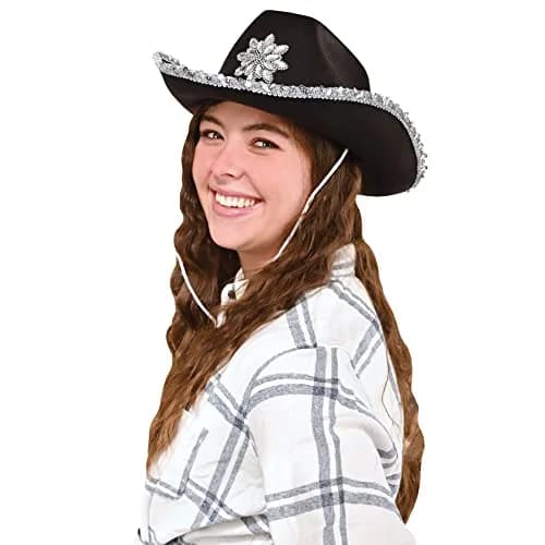 Beistle Black Felt Cowgirl Hat with Gemstones | Novelty Western Costume Accessory thumbnail 6