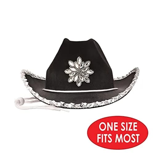 Beistle Black Felt Cowgirl Hat with Gemstones | Novelty Western Costume Accessory thumbnail 2