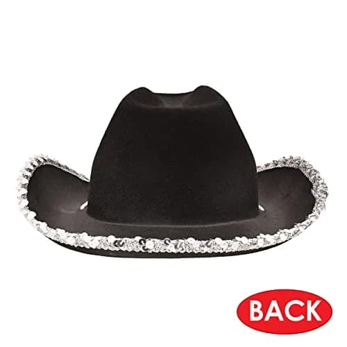 Beistle Black Felt Cowgirl Hat with Gemstones | Novelty Western Costume Accessory thumbnail 3