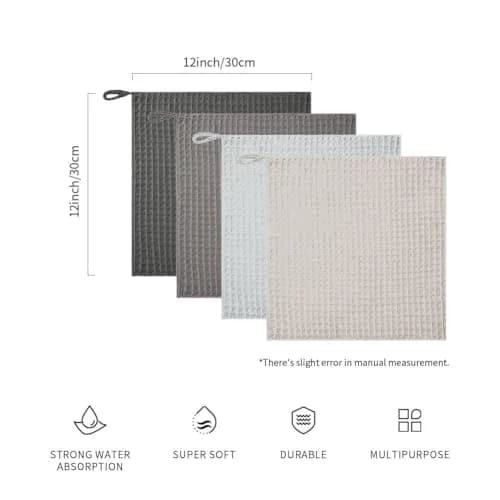 watchget Barista Microfiber Cloths 4 Pack (30cm x 30cm) | Waffle Weave for Espresso Machines & Counters thumbnail 2
