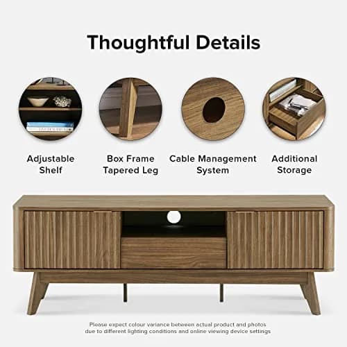 mopio Brooklyn TV Stand, Waveform, Mid-Century Modern 57" Walnut | Art Deco & Modern Style thumbnail 5