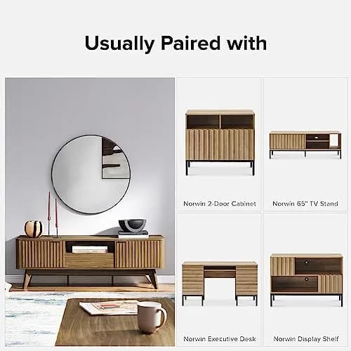 mopio Brooklyn TV Stand, Waveform, Mid-Century Modern 57" Walnut | Art Deco & Modern Style thumbnail 7