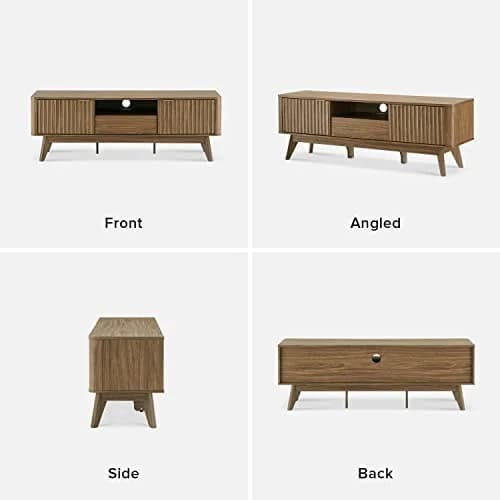 mopio Brooklyn TV Stand, Waveform, Mid-Century Modern 57" Walnut | Art Deco & Modern Style thumbnail 9