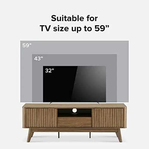 mopio Brooklyn TV Stand, Waveform, Mid-Century Modern 57" Walnut | Art Deco & Modern Style thumbnail 3