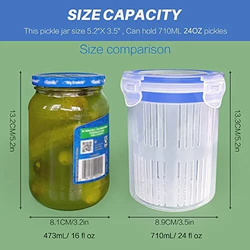 KIKINIKO Pickle Jar 24oz 2Pack | Leak Proof, Lock Lid, Suitable for Kimchi & Pickles thumbnail 2