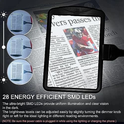 M MAGDEPO 4X Gooseneck Magnifying Lamp with 28 SMD LEDs | Large View, Hands-Free Desk Light thumbnail 2
