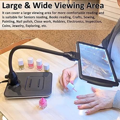 M MAGDEPO 4X Gooseneck Magnifying Lamp with 28 SMD LEDs | Large View, Hands-Free Desk Light thumbnail 3
