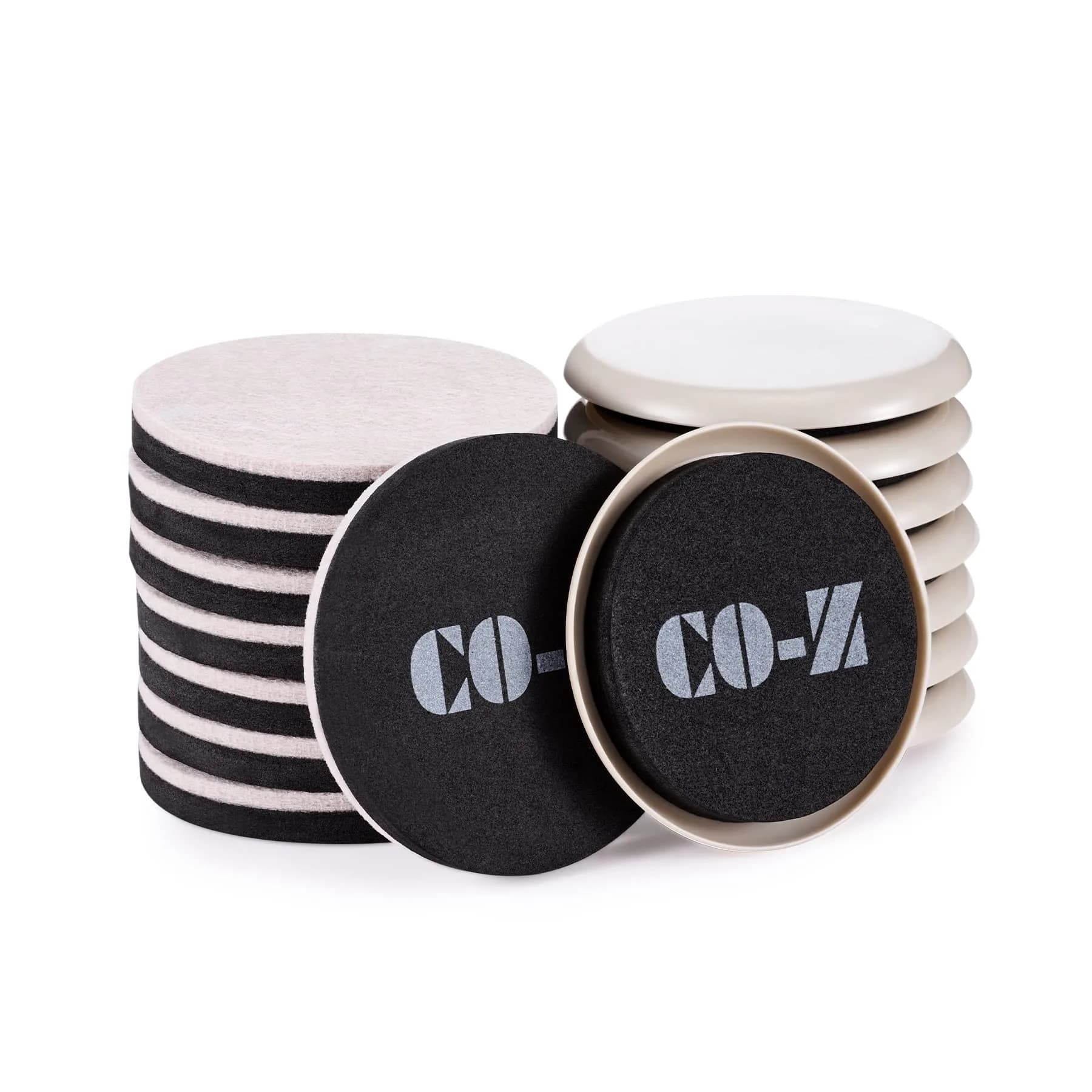 CO-Z Heavy-Duty Furniture Sliders - 16 Pack (8 Plastic, 8 Felt) 8.9cm Round | Move Furniture Easily on Carpet & Hardwood - main product image