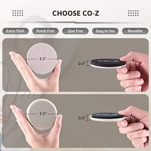 CO-Z Heavy-Duty Furniture Sliders - 16 Pack (8 Plastic, 8 Felt) 8.9cm Round | Move Furniture Easily on Carpet & Hardwood thumbnail 5