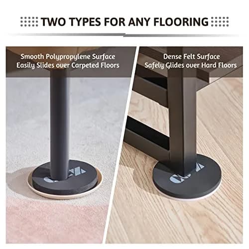 CO-Z Heavy-Duty Furniture Sliders - 16 Pack (8 Plastic, 8 Felt) 8.9cm Round | Move Furniture Easily on Carpet & Hardwood thumbnail 2