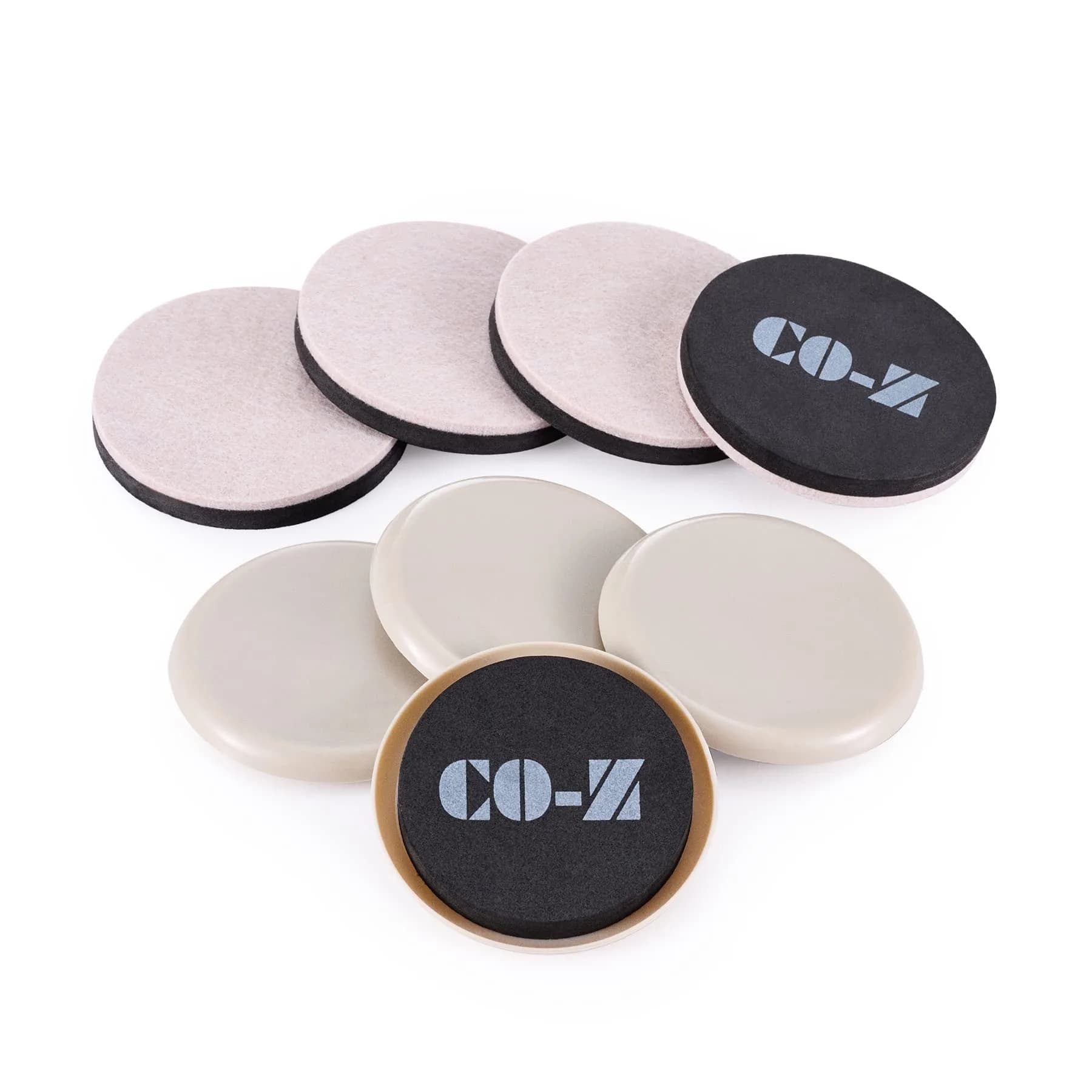 CO-Z 16pcs Felt Furniture Sliders for Hardwood Floors, 3.5 in (8.89 cm) Reusable Furniture Pads | Heavy Furniture Movers for Hard Surfaces — 3 1/2" Round- , Plastic + Felt