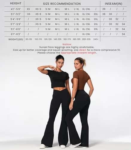 Sunzel Flare Leggings, Crossover Yoga Pants for Women with Tummy Control, High-Waisted and Wide Leg Black | Flared Yoga Pants for All Body Types thumbnail 3