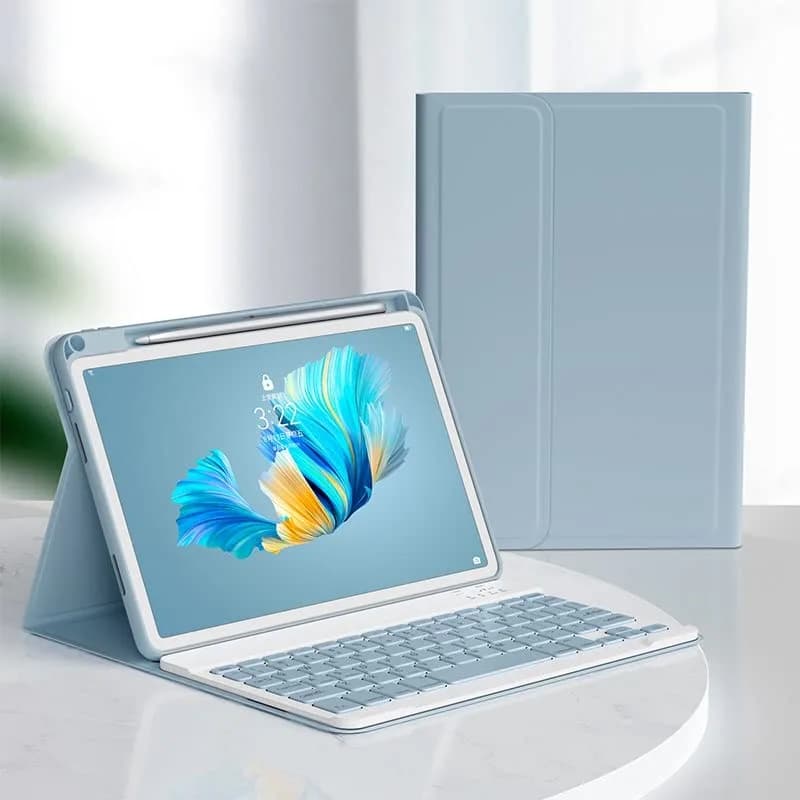 kaitesi Detachable Bluetooth Keyboard Case for iPad Air 11" (M3/M2) & Pro 11" (1st-4th Gen) with Pencil Holder - Misty Blue | Magnetic Color Keyboard thumbnail 2