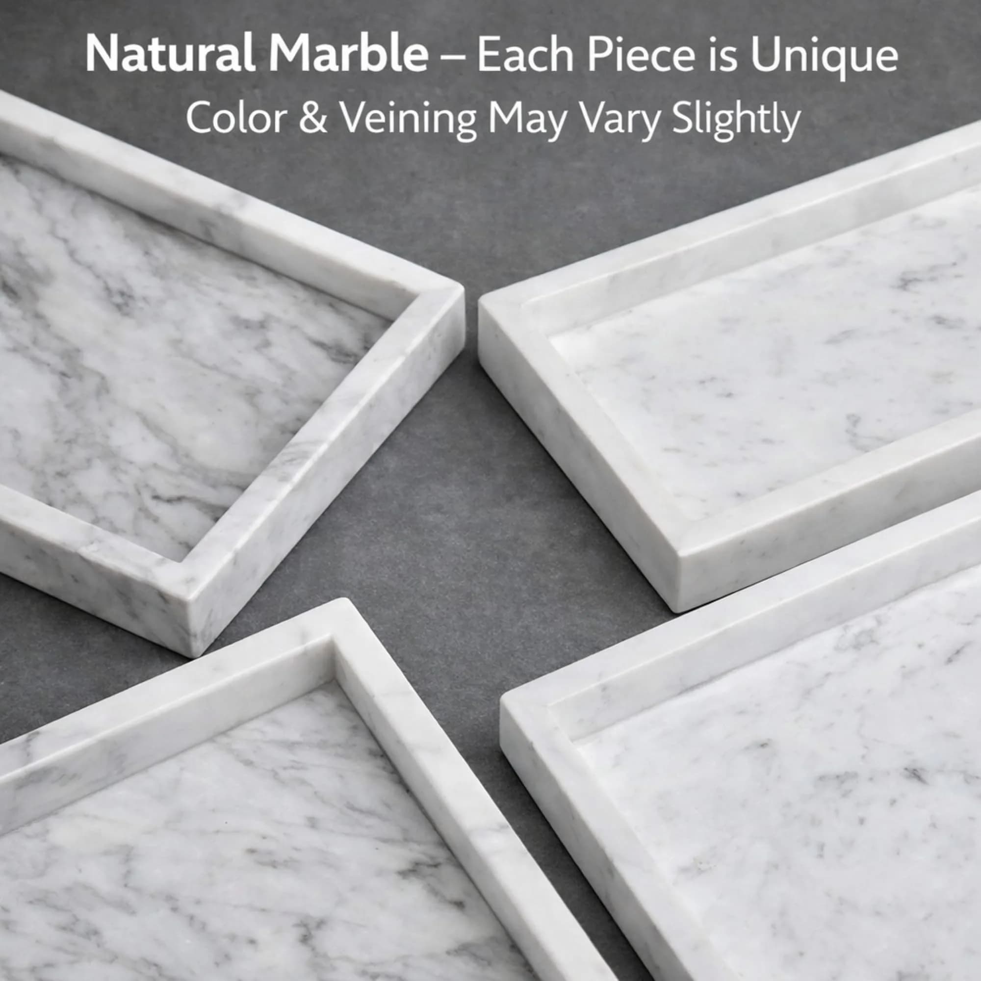 KC KULLICRAFT Natural White Marble Tray 25cm x 15cm (10" x 6") | Authentic Italian Carrara Marble Organizer - view 7
