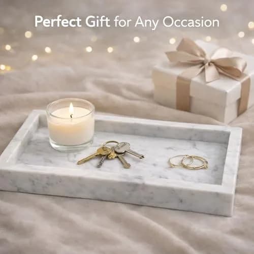 KC KULLICRAFT Natural White Marble Tray 25cm x 15cm (10" x 6") | Authentic Italian Carrara Marble Organizer thumbnail 9