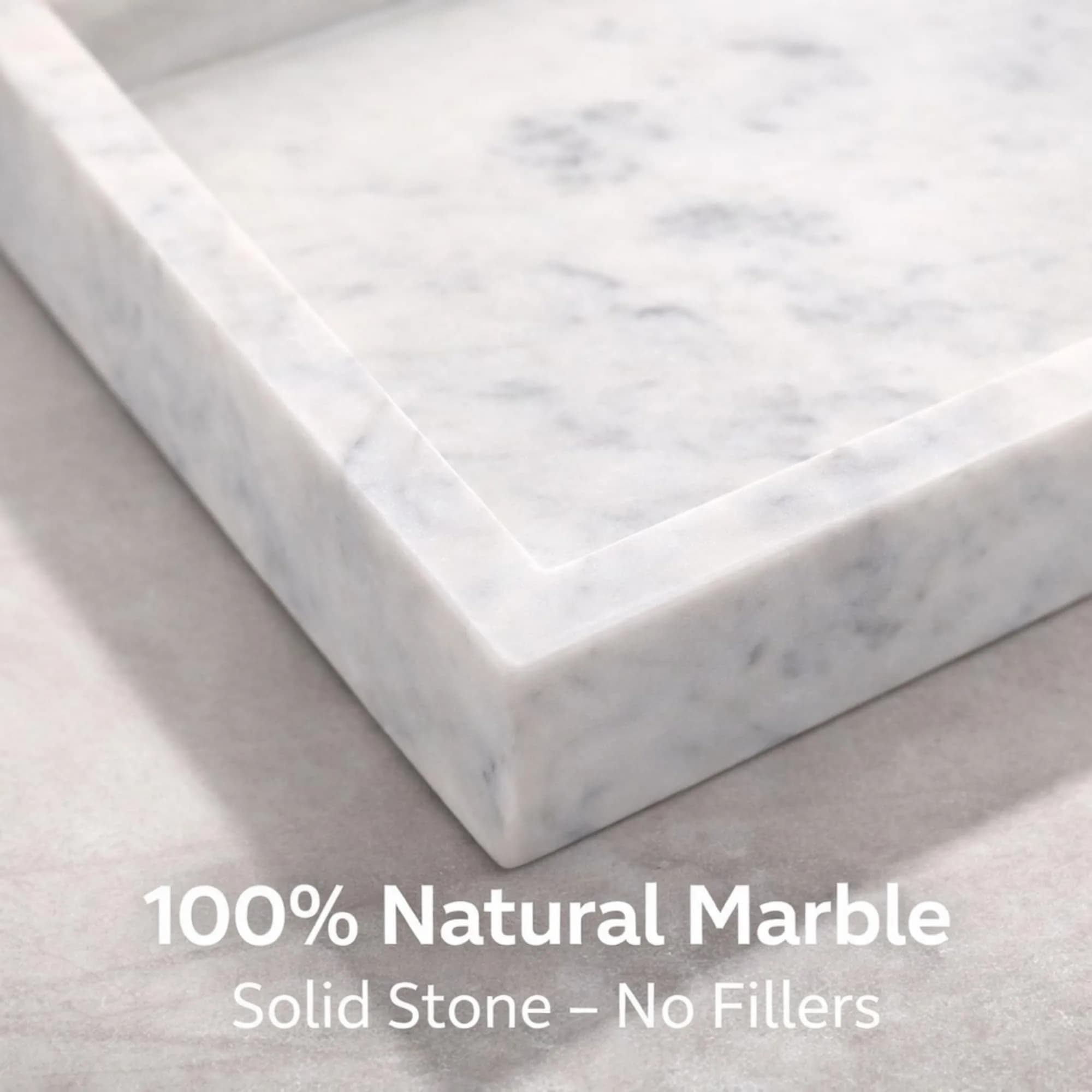 KC KULLICRAFT Natural White Marble Tray 25cm x 15cm (10" x 6") | Authentic Italian Carrara Marble Organizer - view 3