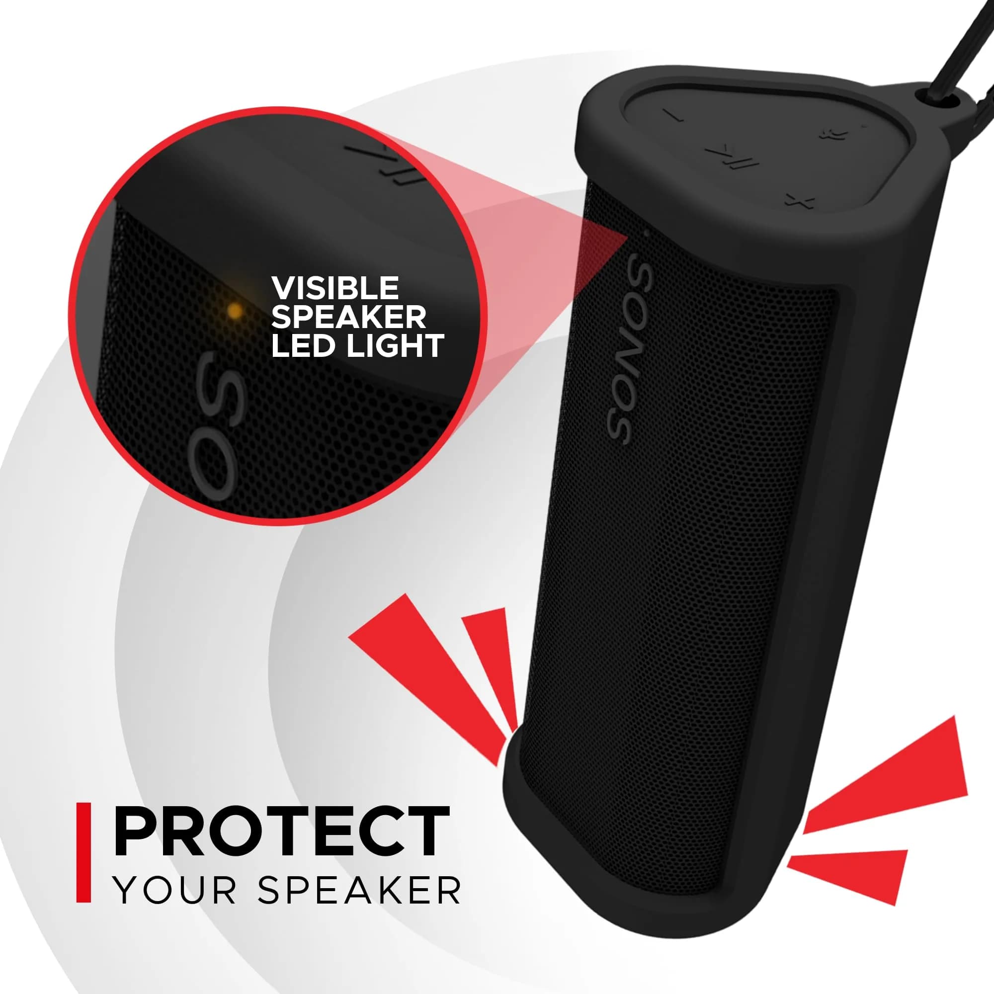 Sound Bass Heavy Duty Protective Carrying Case for Sonos Roam 2 | Black, 18cm (7in) Length - view 2