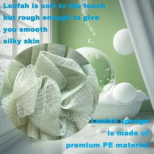 GXBTOPGO Large 85g Green Bath Loofah Sponge for Men & Women | Gentle Exfoliation & Spa Feel thumbnail 3