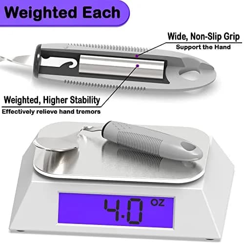 PKPKAUT Weighted Adaptive Utensils Set with Bendable Spoon & Fork 240g (8.5oz) | Aids Hand Tremors & Arthritis thumbnail 3