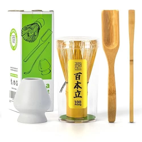TEANAGOO Matcha Whisk Set, Bamboo Matcha Whisk (Chasen), 4 Pcs, 100 Prongs | Traditional Matcha Accessory thumbnail 1