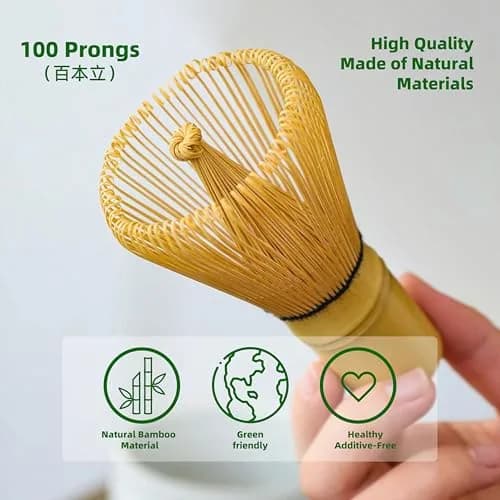 TEANAGOO Matcha Whisk Set, Bamboo Matcha Whisk (Chasen), 4 Pcs, 100 Prongs | Traditional Matcha Accessory thumbnail 4