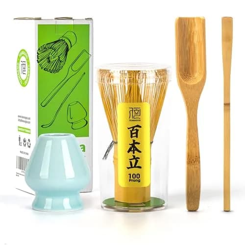 TEANAGOO Matcha Whisk Set, Bamboo Matcha Whisk (Chasen), 4 Pcs | Traditional Starter Matcha Kit with Scoop & Holder thumbnail 1