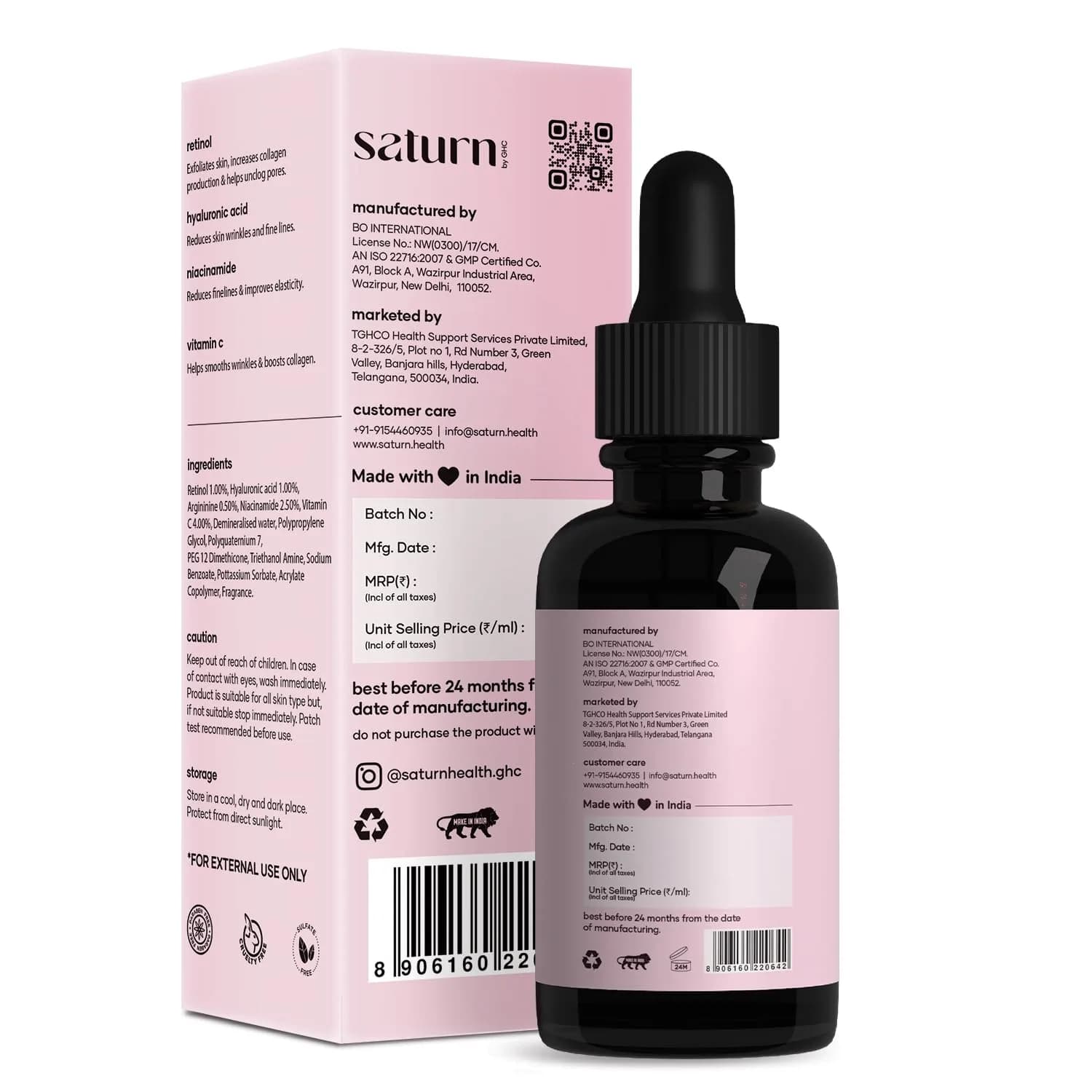 Saturn by GHC Anti Aging Face Serum 30ml (1 Fl Oz) | Powered by Niacinamide, Retinol, Vitamin C for Wrinkles & Dullness - view 5