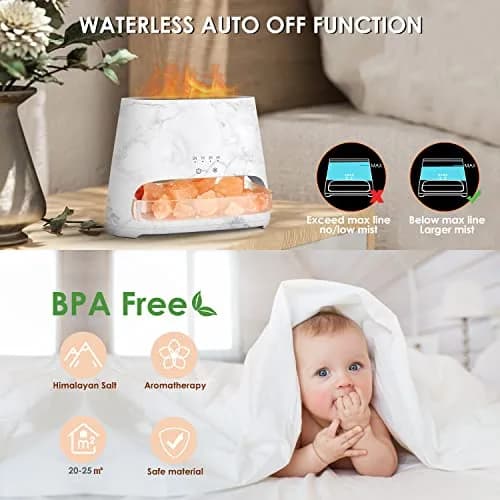 SALKING 2-in-1 Ultrasonic Aroma Diffuser & Himalayan Salt Lamp | Silent, Auto Shut-Off, 150ml thumbnail 6
