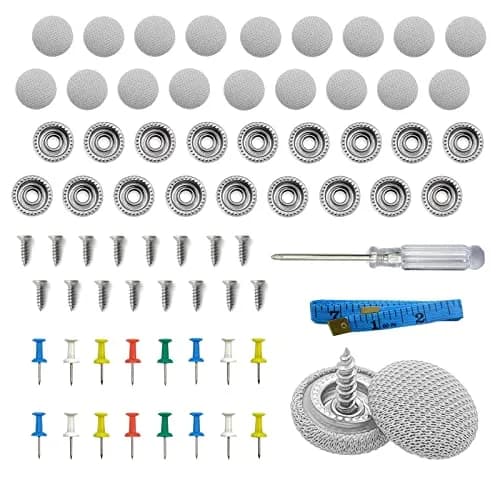 TEMI 60PCS Car Roof Headliner Repair Kit Off White Grid | Fix Sagging Car Ceilings thumbnail 1