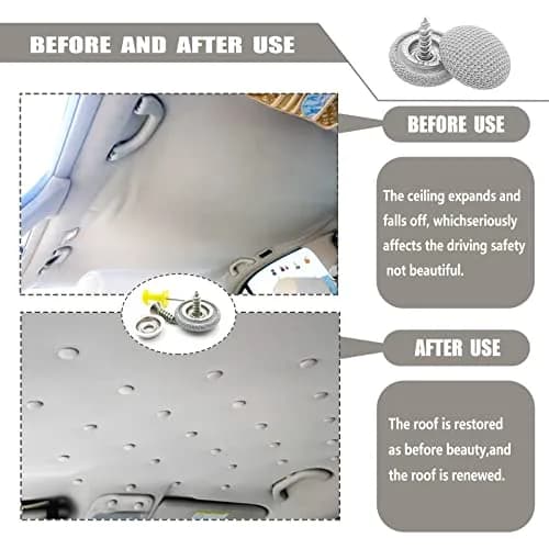 TEMI 60PCS Car Roof Headliner Repair Kit Off White Grid | Fix Sagging Car Ceilings thumbnail 5