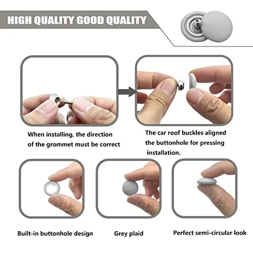 TEMI Grey Flannelette Car Roof Headliner Repair Kit with Installation Tool | 60PCS Universal Auto Interior Ceiling Cloth Fixing Buckles thumbnail 4