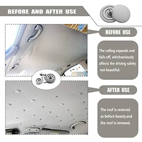 TEMI Grey Flannelette Car Roof Headliner Repair Kit with Installation Tool | 60PCS Universal Auto Interior Ceiling Cloth Fixing Buckles thumbnail 5