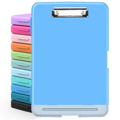 Sooez Storage Clipboard with Pen Holder, Heavy Duty Plastic Clipboard Folder for Nurses, Teachers, Work, School & Office Supplies (Light Blue, 8.5x11) - main product image