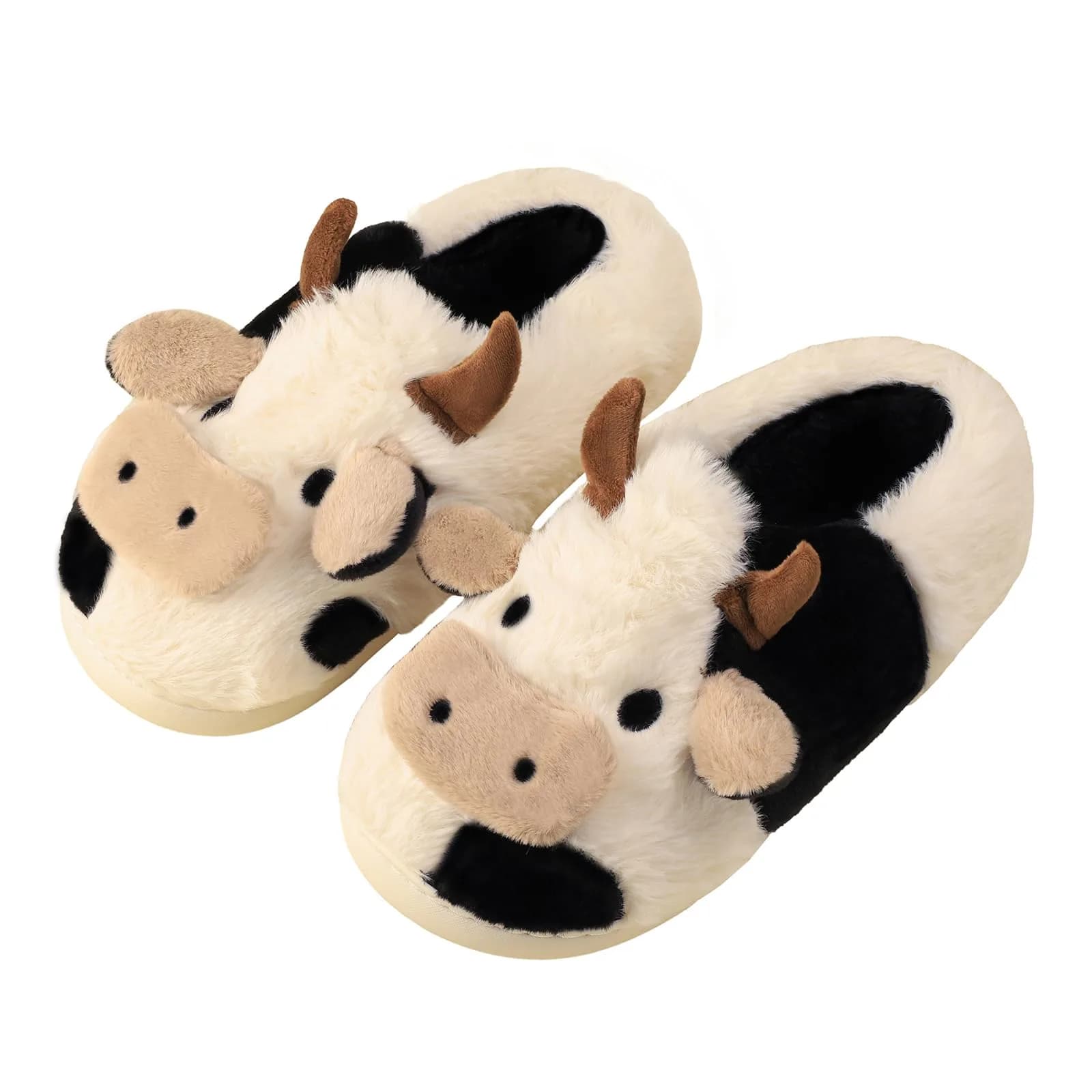 Gaolinci Cartoon Cow Cotton Slippers for Women US 8-9 | Warm & Cozy Indoor Outdoor House Shoes — Cow (Wrap Heel) / 11 Women/10 Men