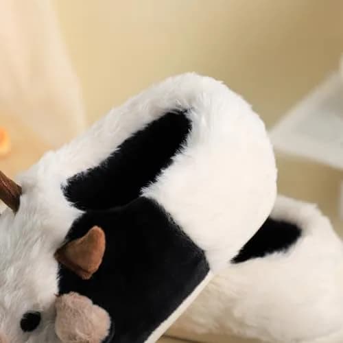 Gaolinci Cartoon Cow Cotton Slippers for Women - US 11 (28cm/11in) | Warm Fuzzy Indoor Outdoor House Shoes thumbnail 4